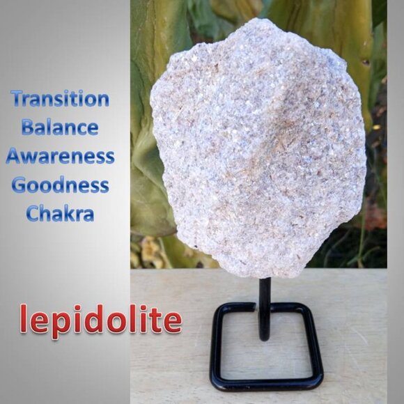 ❤️ LEPIDOLITE stone rock crystal on stand CHAKRA : balance awareness 03 - Picture 1 of 6